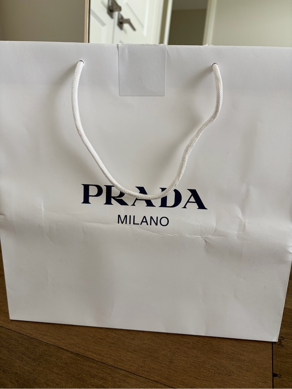 Prada White Milano Rope-Handle Shopping Bag 14”x14”